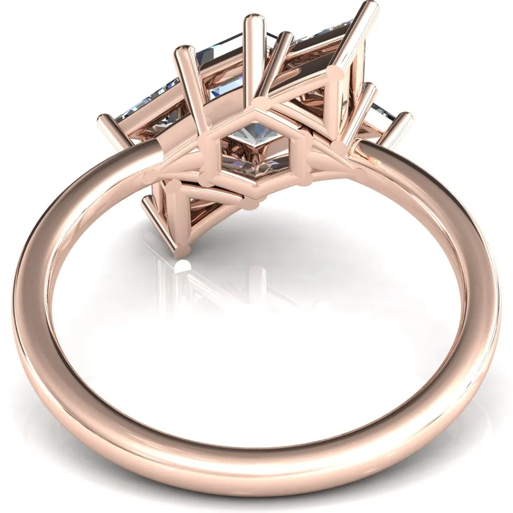 7.5mm Hexagon 5 Stone Triangle Ring