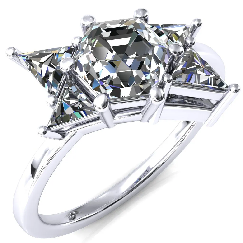 7.5mm Hexagon 5 Stone Triangle Ring