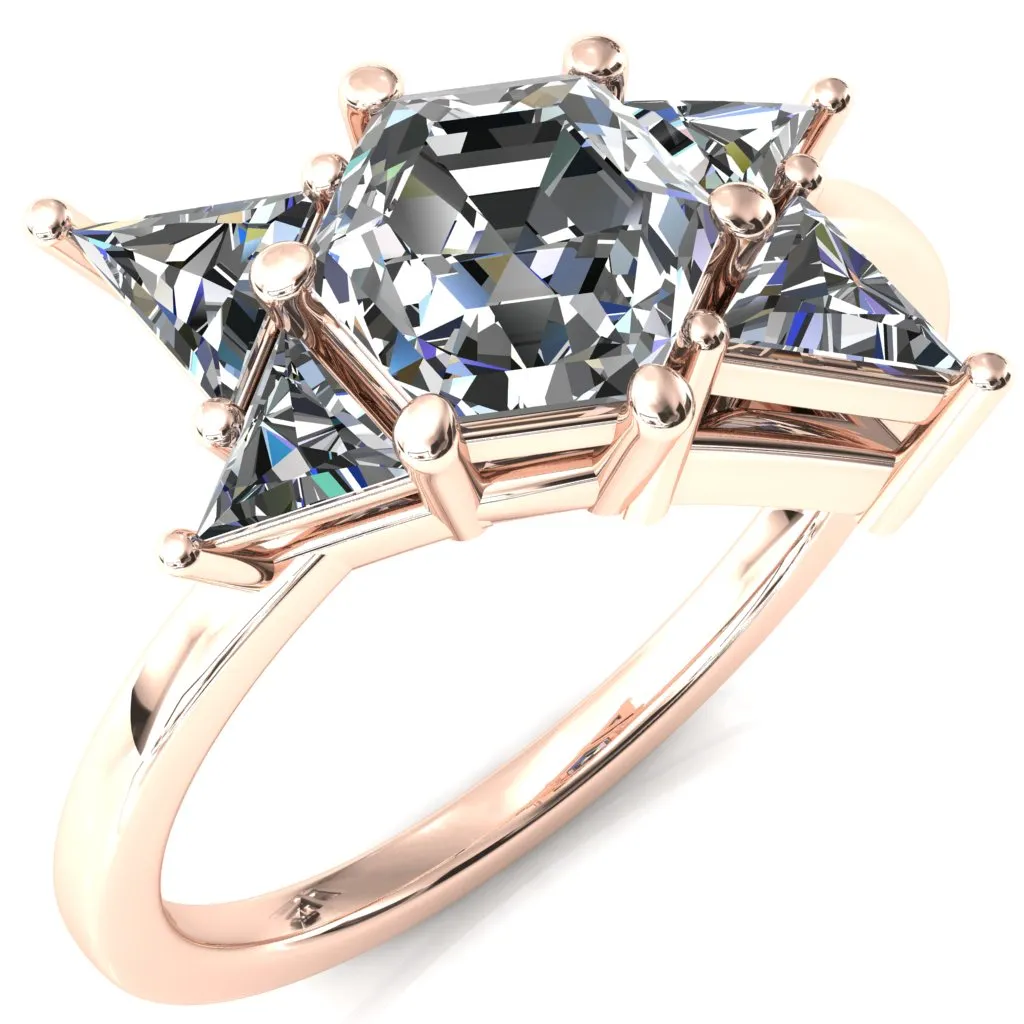 7.5mm Hexagon 5 Stone Triangle Ring