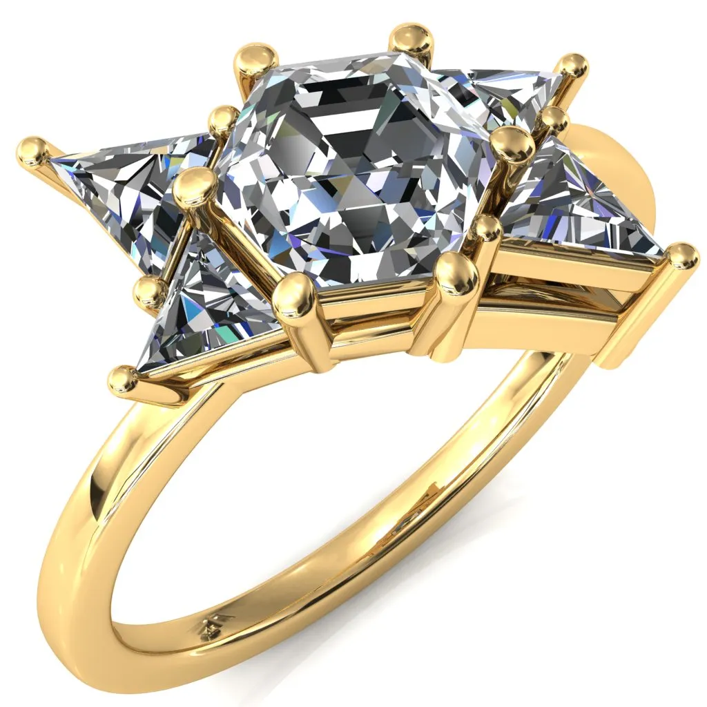 7.5mm Hexagon 5 Stone Triangle Ring