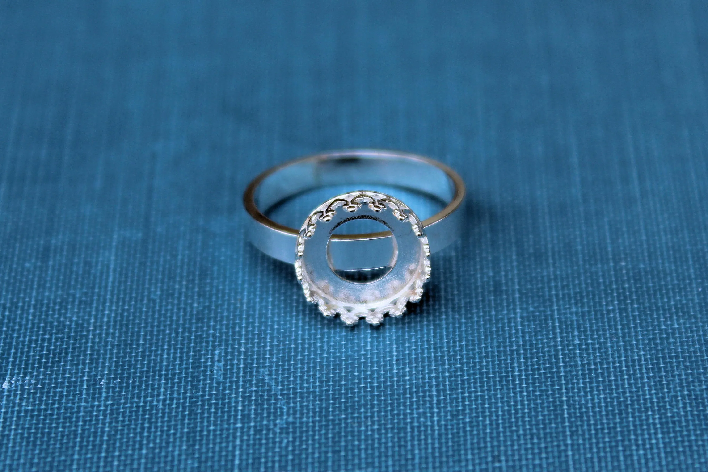 8mm Crown Bezel Ring blank Style #3 Silver