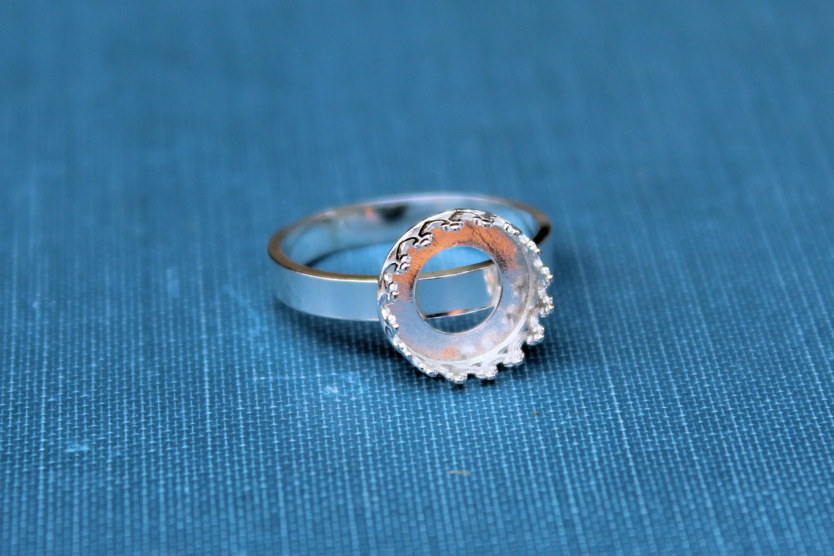 8mm Crown Bezel Ring blank Style #3 Silver