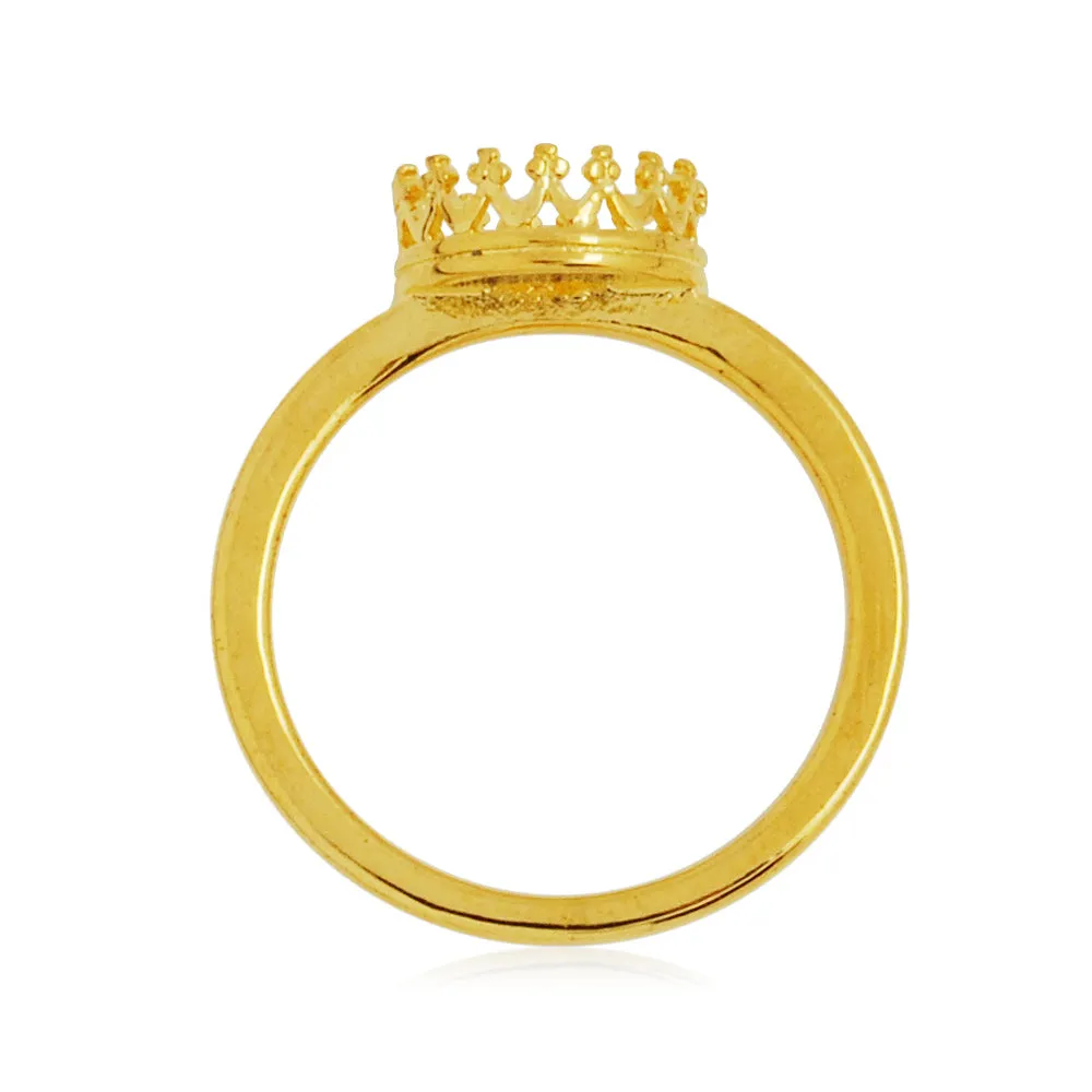 8mm Crown Cup Ring Blank Bases,18K Gold Ring Bezel for Cabochon,Rings Setting,Zinc Alloy,sold 5pcs/lot