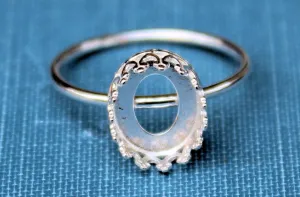 8x6mm Crown Bezel Cup Ring blank Silver