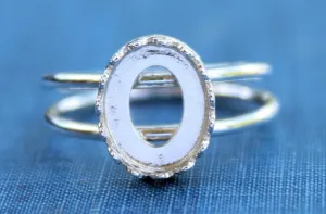 8x6mm Silver Oval Crown Bezel Double Band Ring blank