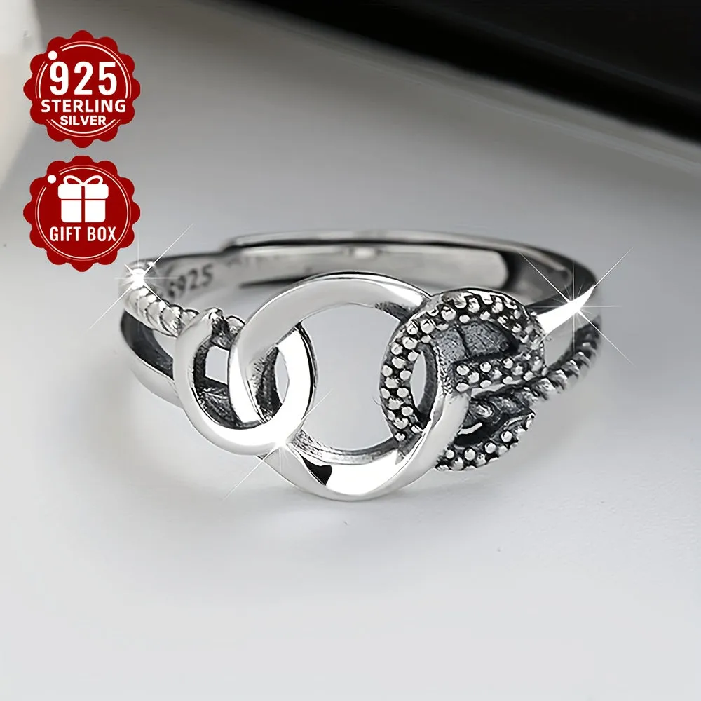 925 Silver Ladies' Retro Geometric Ring