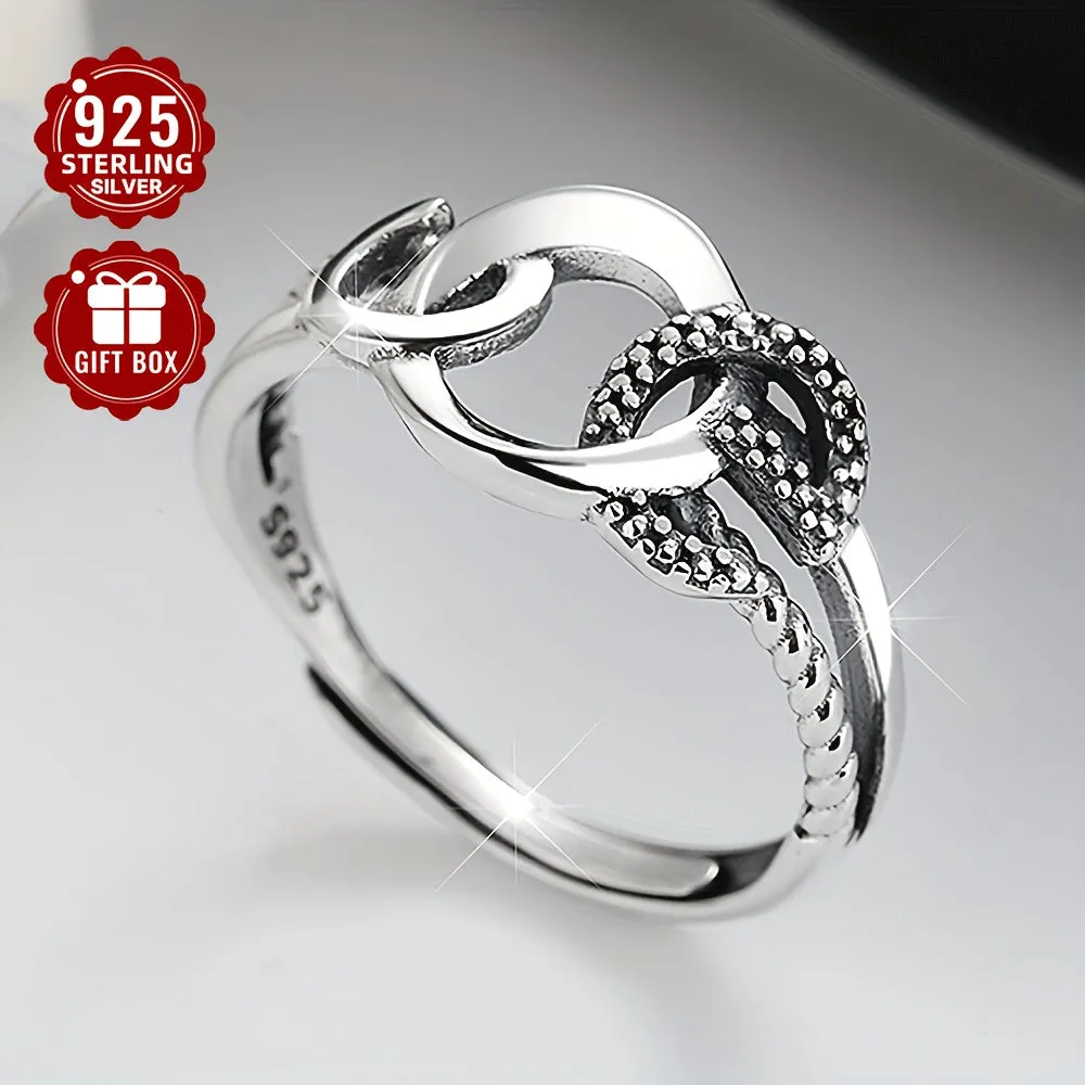 925 Silver Ladies' Retro Geometric Ring