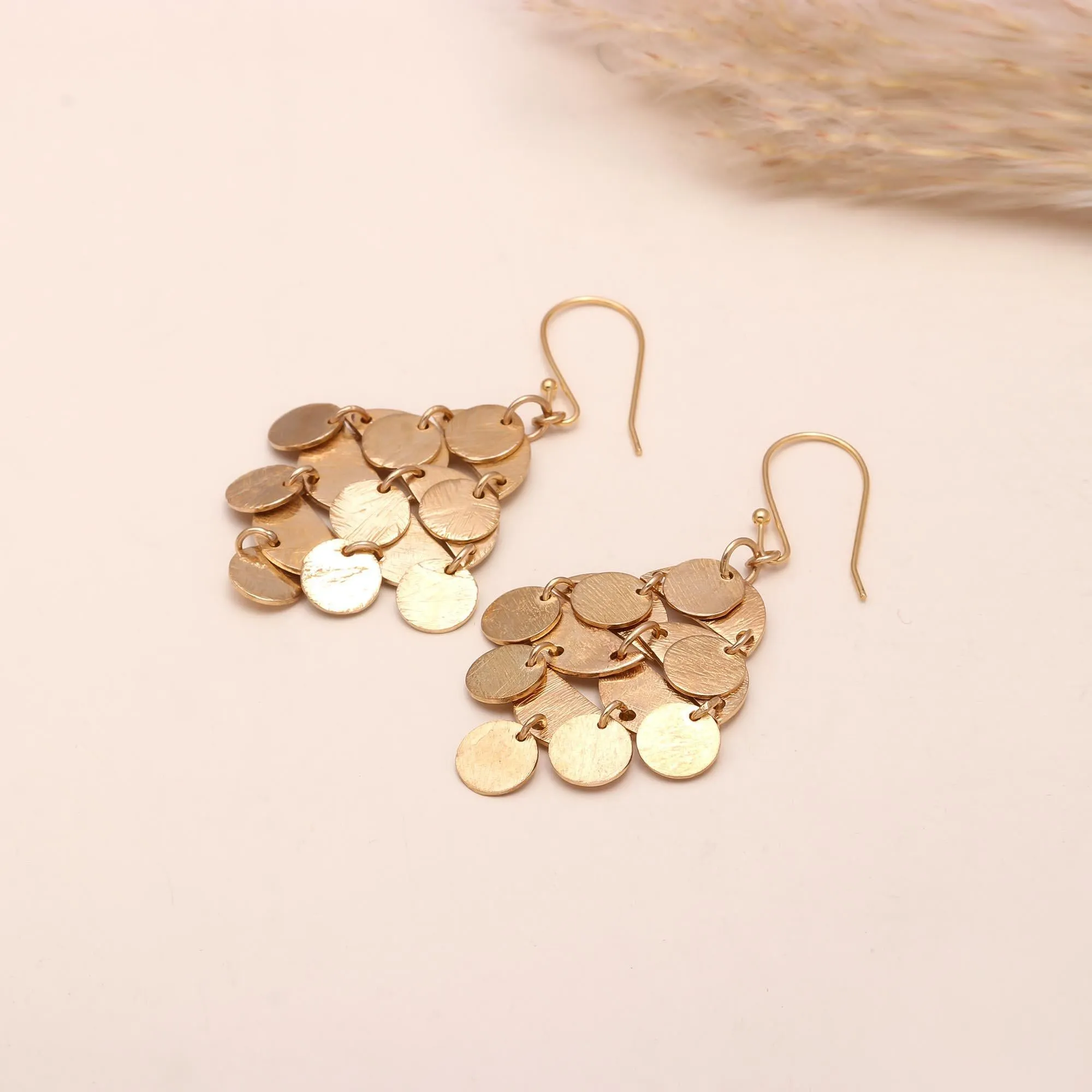 925 Sterling Silver Boho Layered Disc Dangle Earrings