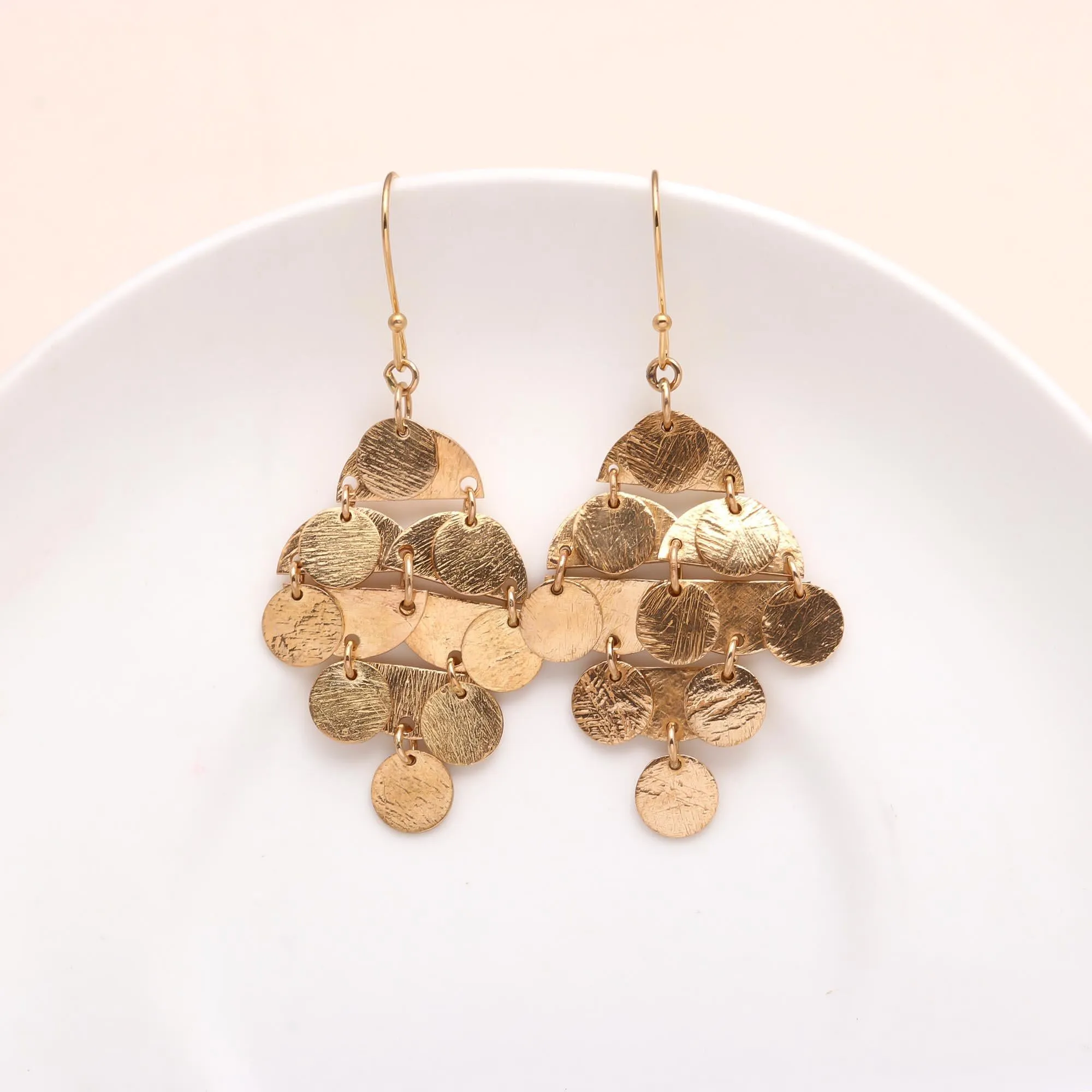 925 Sterling Silver Boho Layered Disc Dangle Earrings
