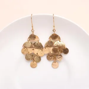 925 Sterling Silver Boho Layered Disc Dangle Earrings