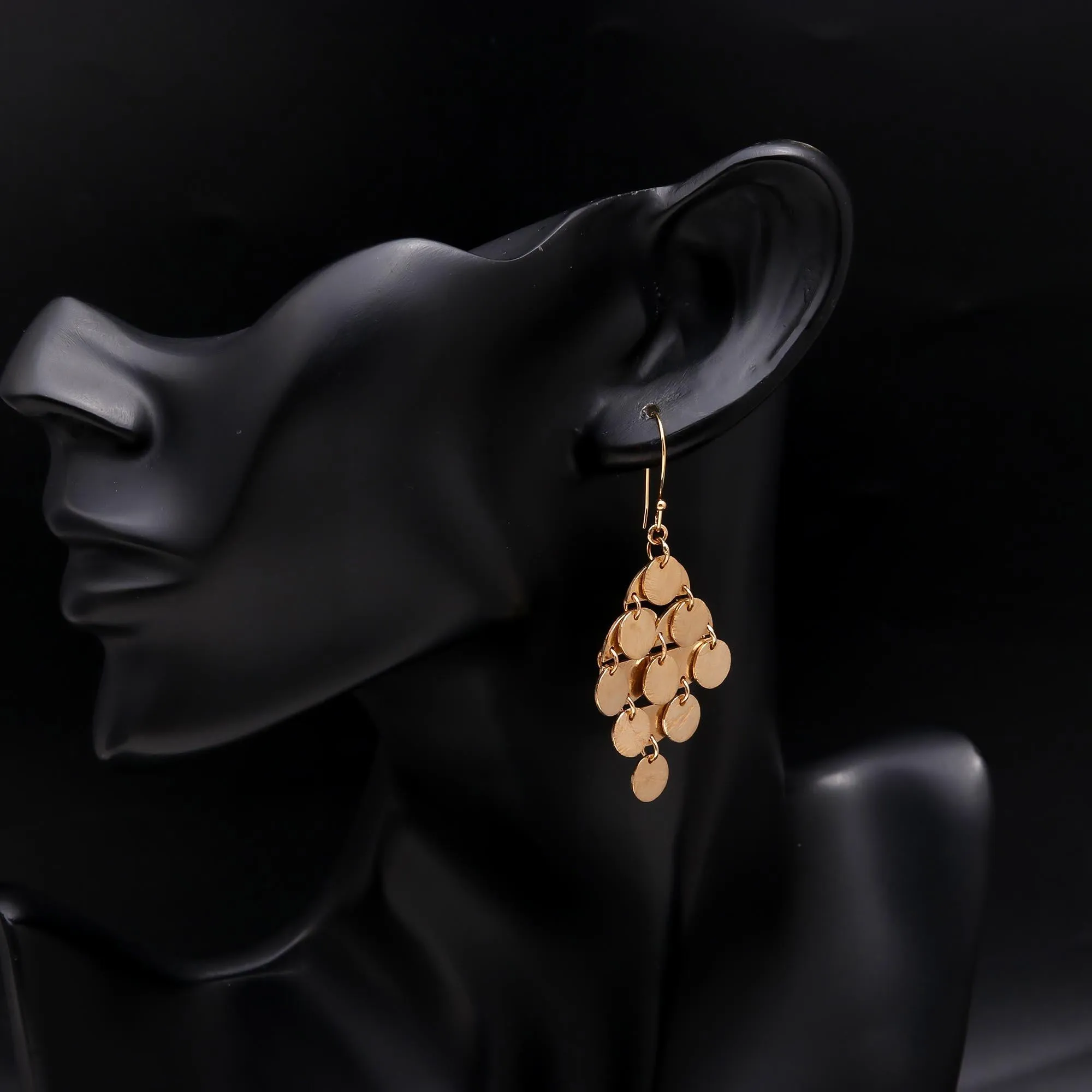 925 Sterling Silver Boho Layered Disc Dangle Earrings