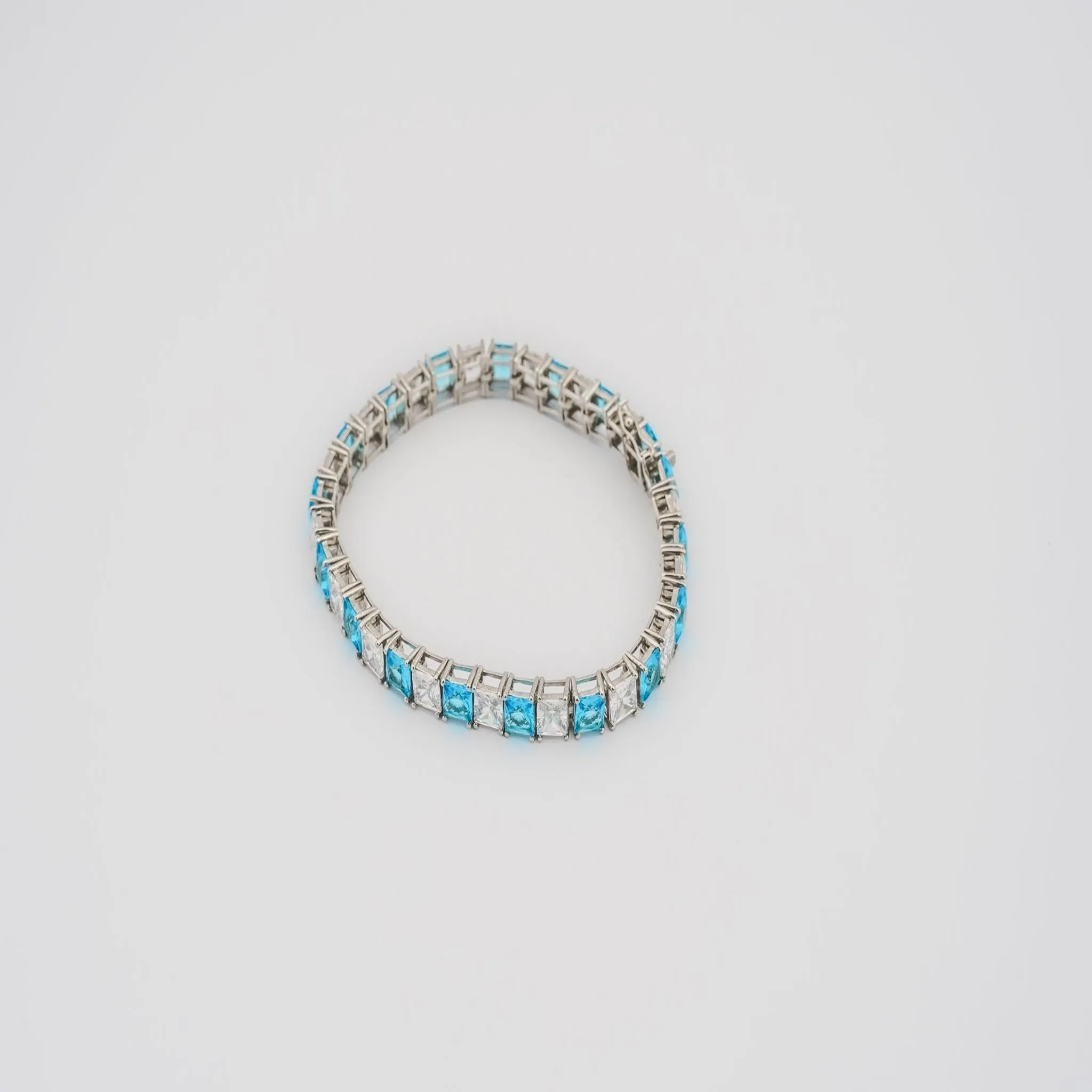 925 Sterling Silver Crystal Blue Women Bracelet AUS-1076