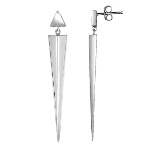 925 Sterling Silver Polished Long Spike Drop Earrings