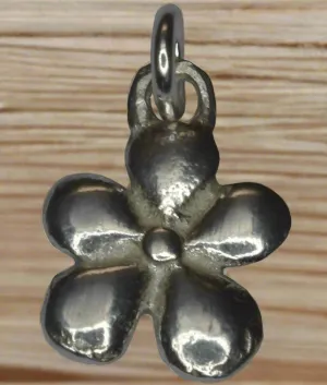 92.5 Sterling Silver Round Flower Charm 11mm