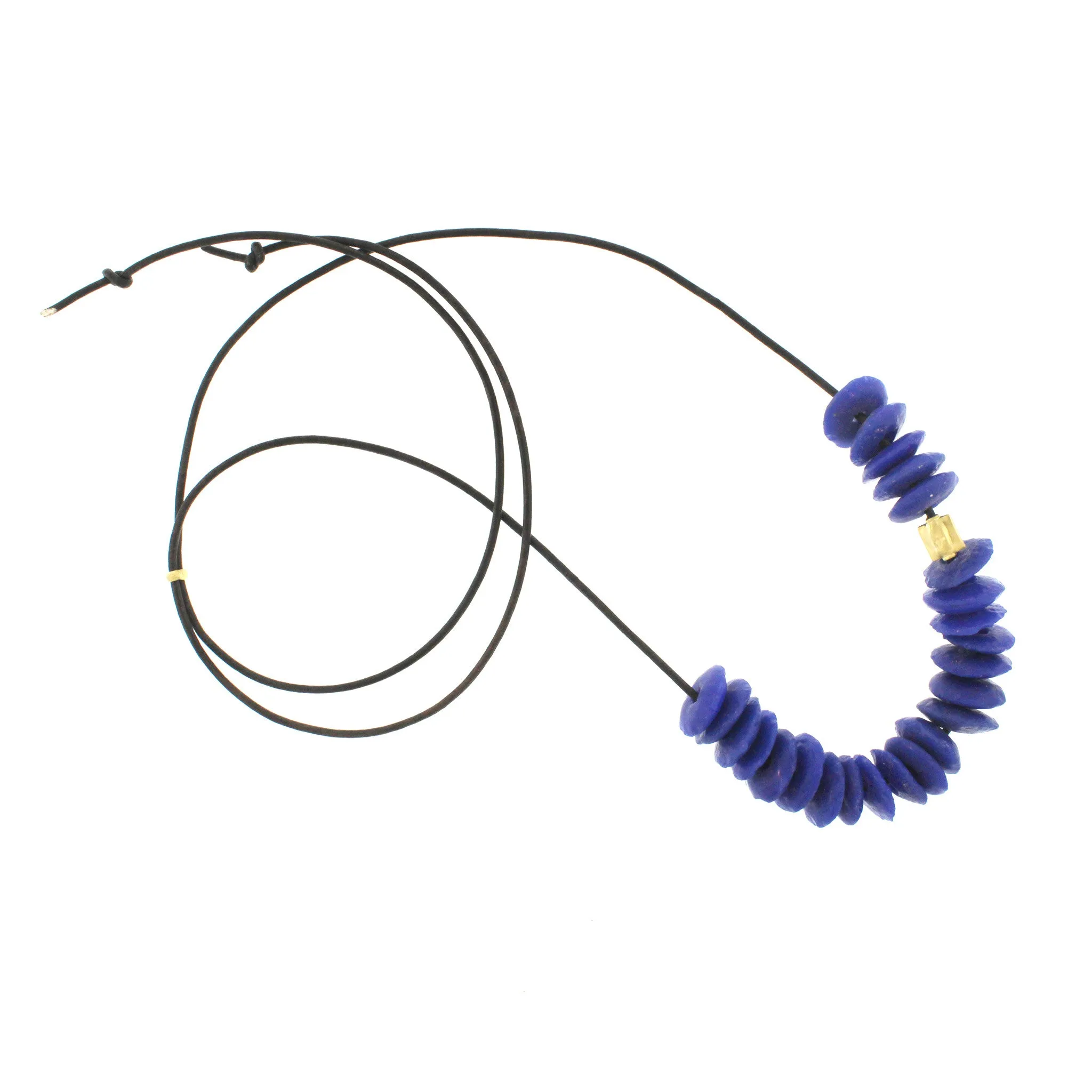 A Cobalt Blue Recycled Glass Bead Necklace