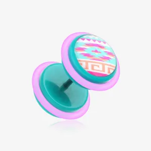 A Pair of Pastel Navajo Retro Acrylic Fake Plug with O-Rings