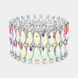 AB Marquise Stone Stretch Pageant Bracelet  | 565107