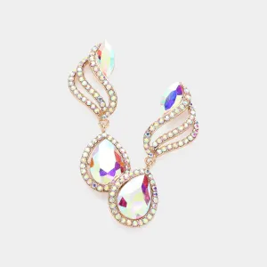 AB Multi Stone Dangle Earrings on Gold | AB Multi Stone Drop Earrings on Gold|  633973