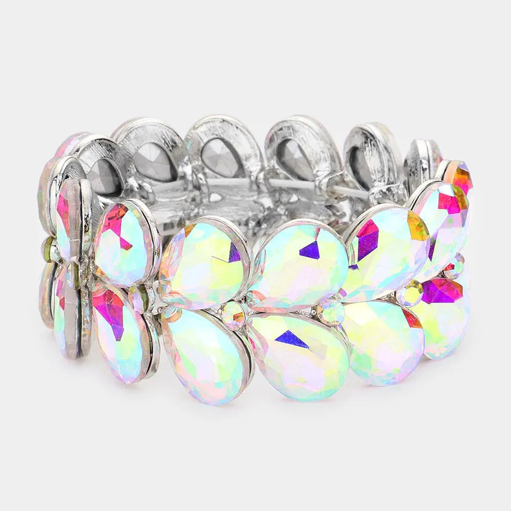 AB Teardrop Stone Stretch Pageant Bracelet  | AB Bracelet | 558518
