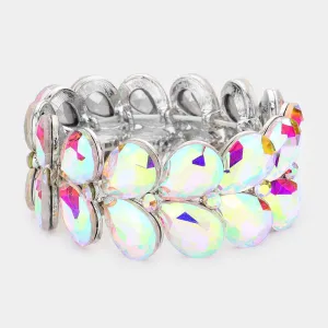 AB Teardrop Stone Stretch Pageant Bracelet  | AB Bracelet | 558518