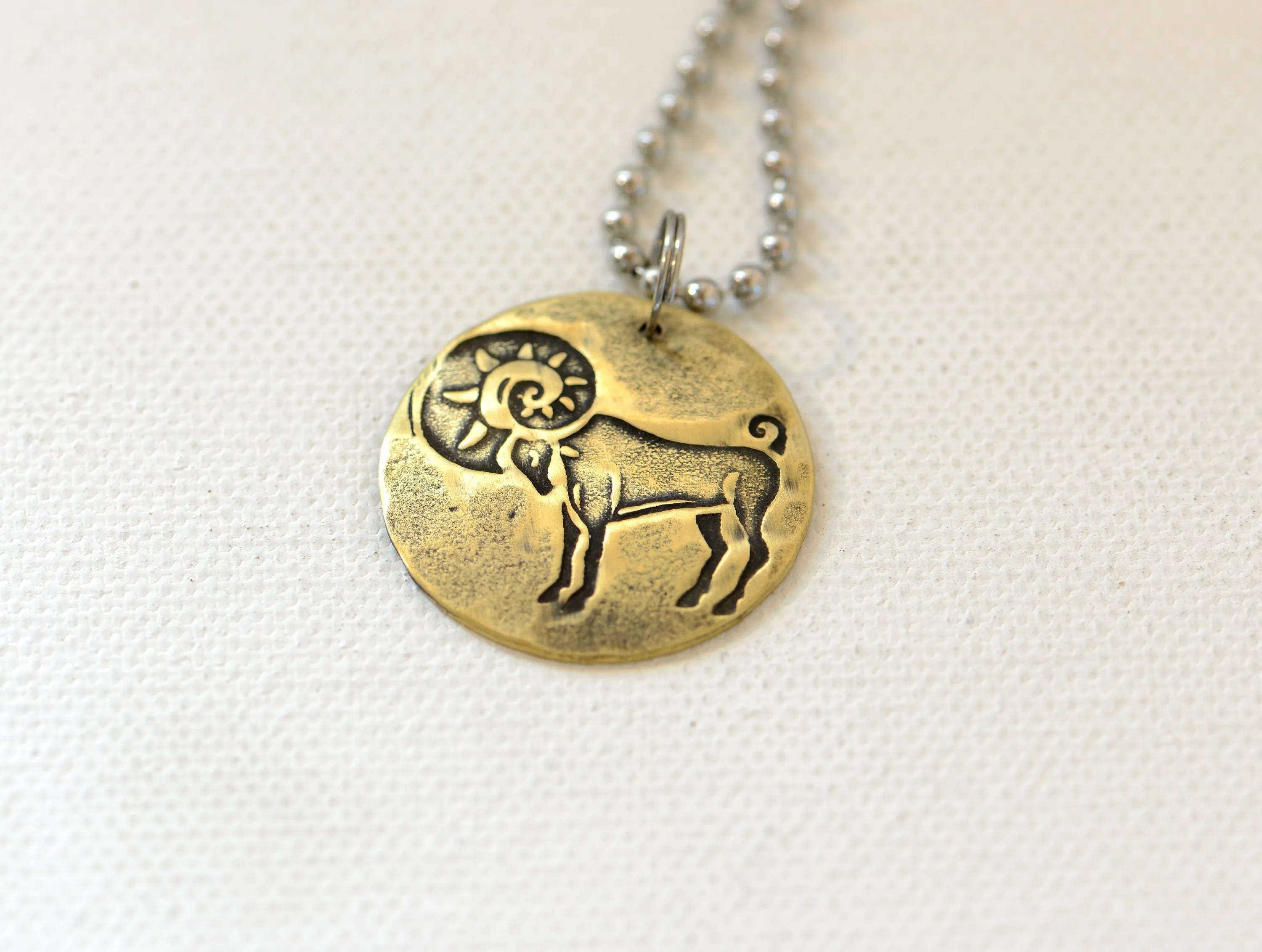 Aires Zodiac Necklace  – Personalized Astrology and Zodiac Signs on Brass Discs