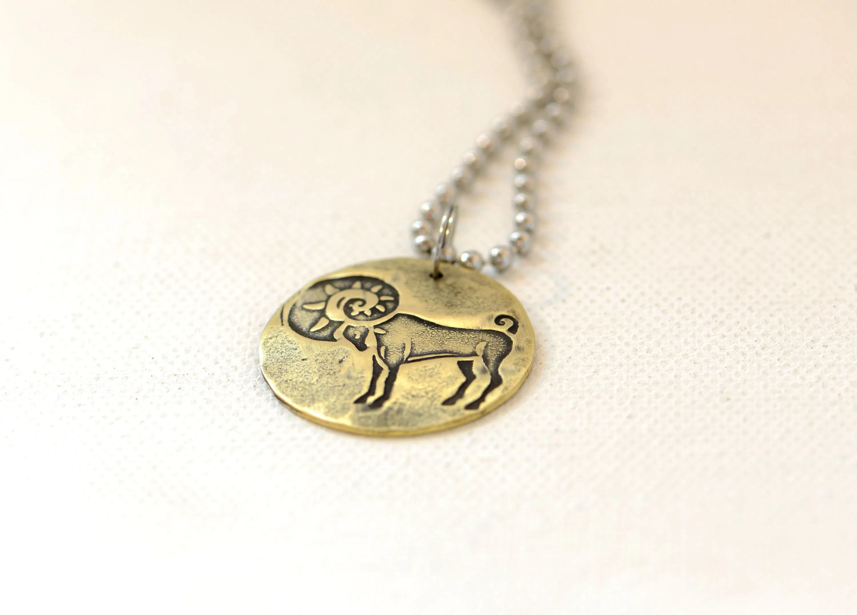 Aires Zodiac Necklace  – Personalized Astrology and Zodiac Signs on Brass Discs