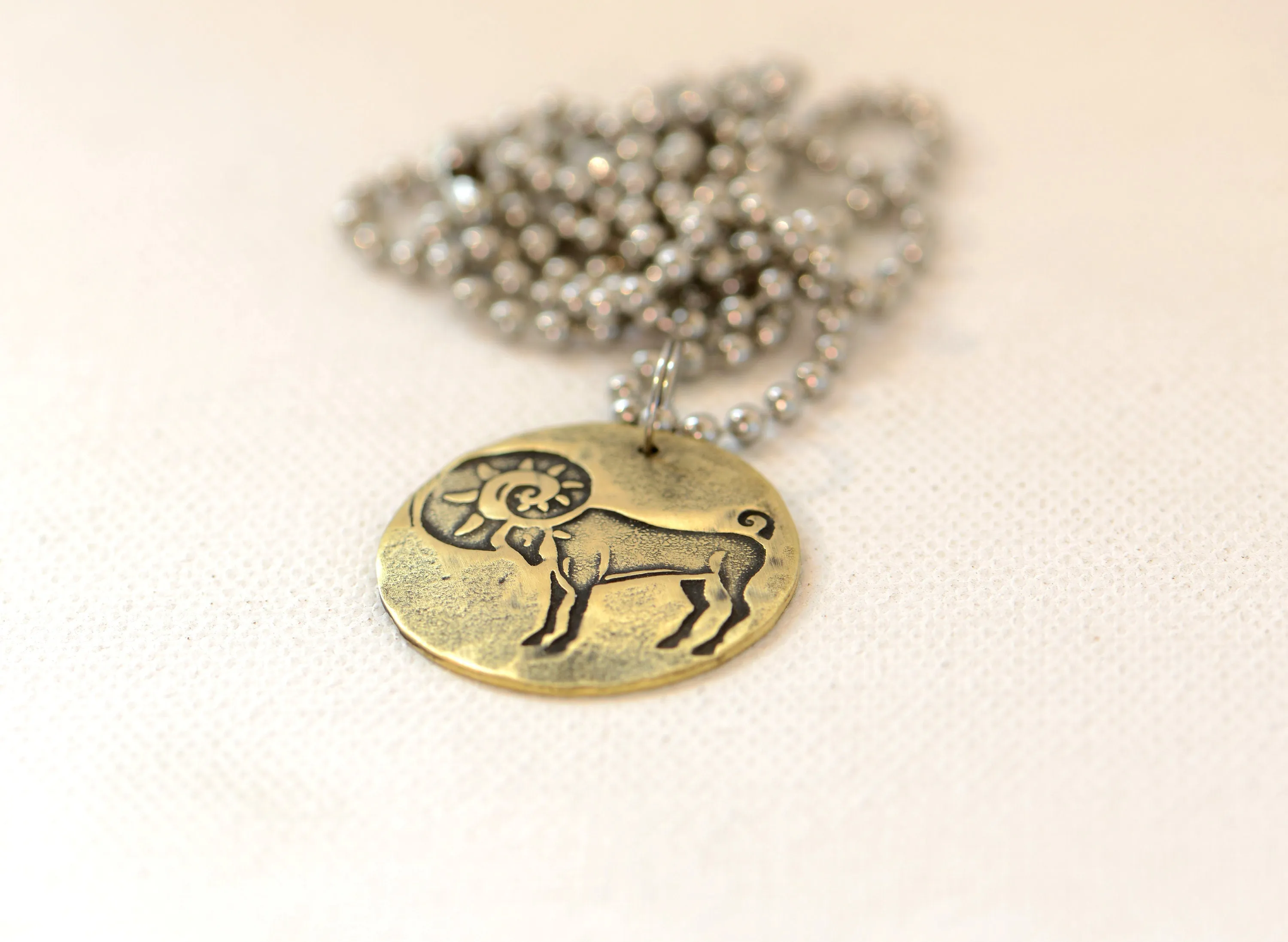 Aires Zodiac Necklace  – Personalized Astrology and Zodiac Signs on Brass Discs