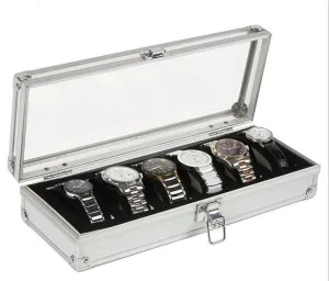 Aluminum 6 watches jewelry box