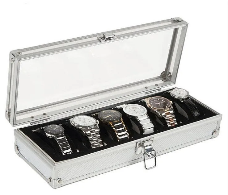 Aluminum 6 watches jewelry box