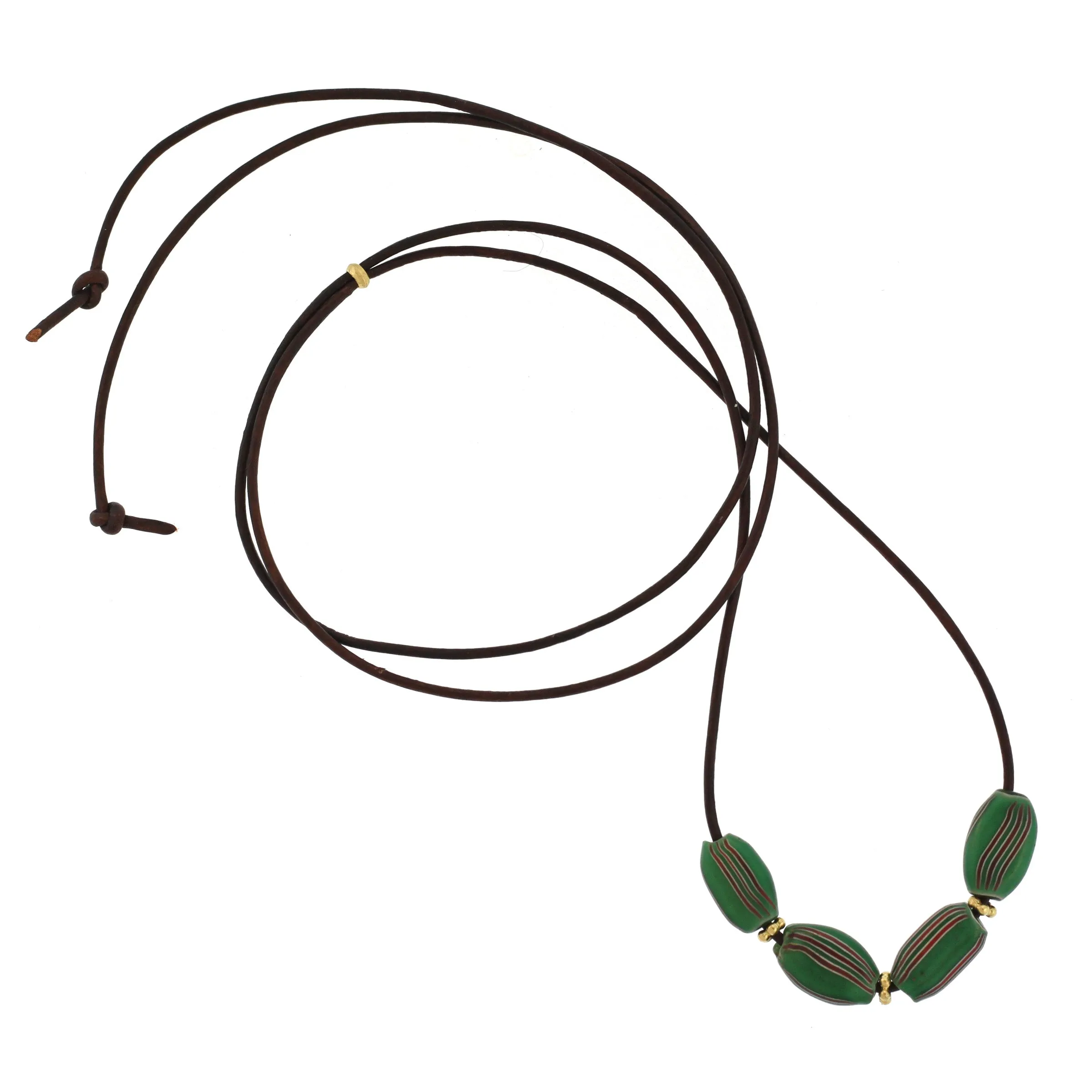 An African Green Striped Bead Necklace