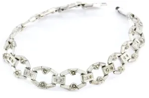 Antique Art Deco Sterling Silver & Marcasite Bracelet