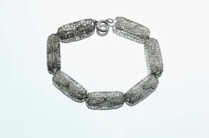 Antique Art Nouveau 800 Silver Signed Leaf Figural Bracelet