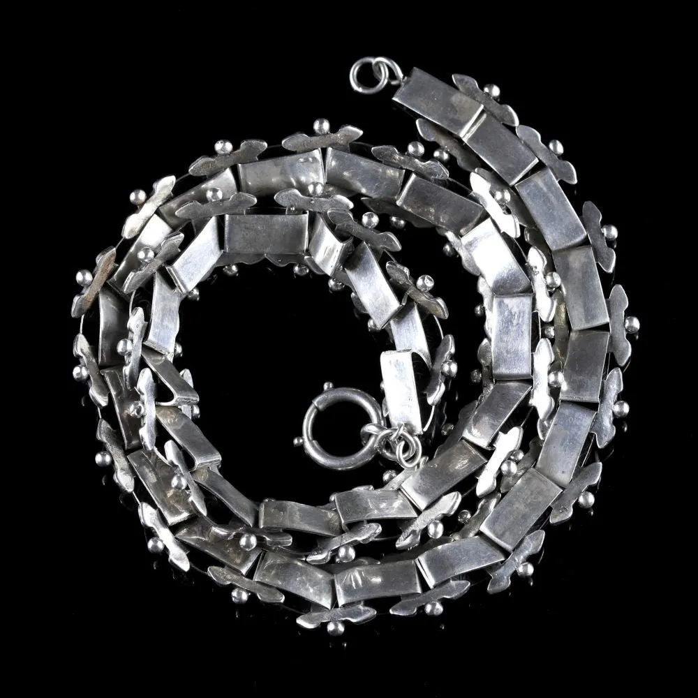 Antique Victorian Silver Collar Necklace Circa. 1880