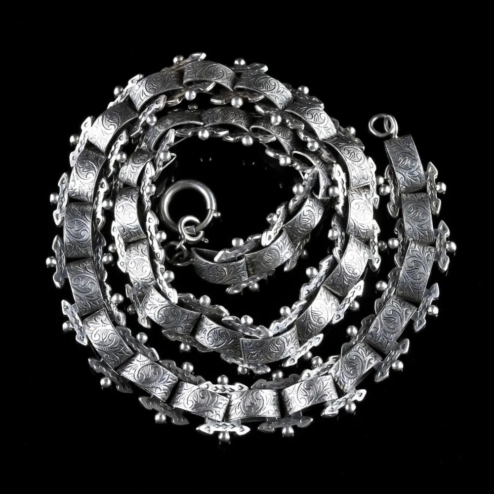 Antique Victorian Silver Collar Necklace Circa. 1880