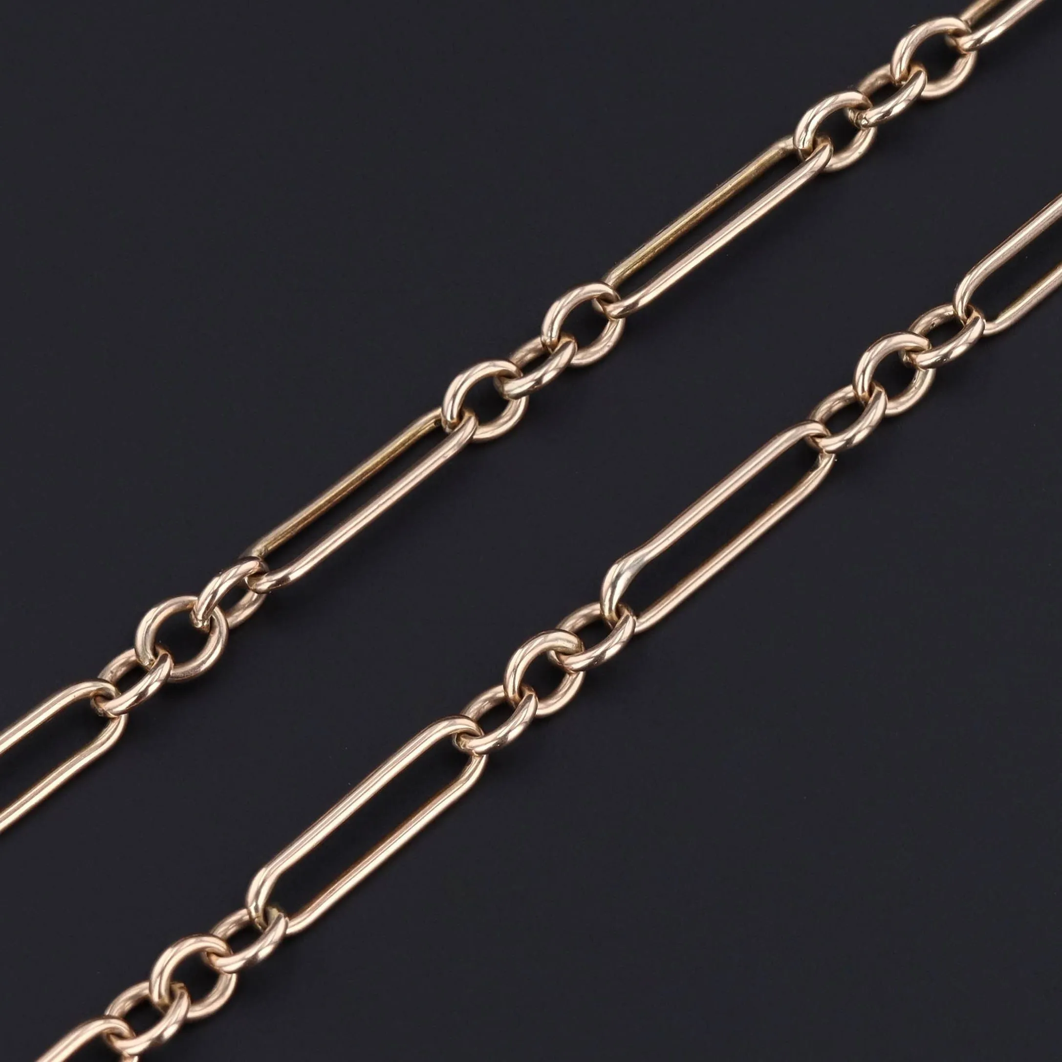 Antique Watch Chain Necklace | 9ct Gold Trombone Link Watch Chain