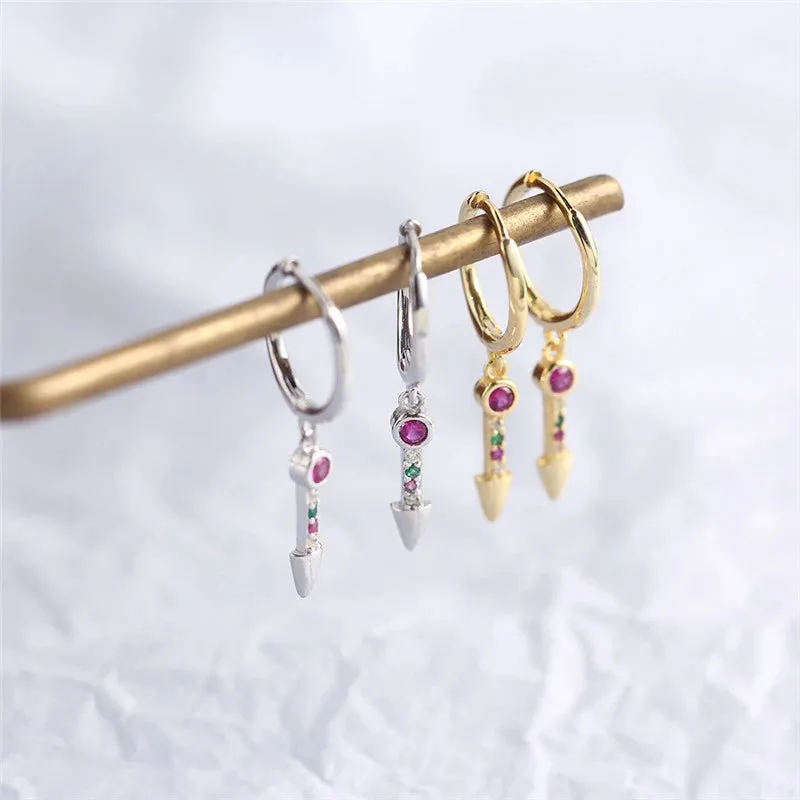 ANYCO Earrings Gold Plated Luxury Colorful Zircon Spike Ear Buckle For Women Girl Teen Chic Fashion Stylish Accessories Jewelry Gifts