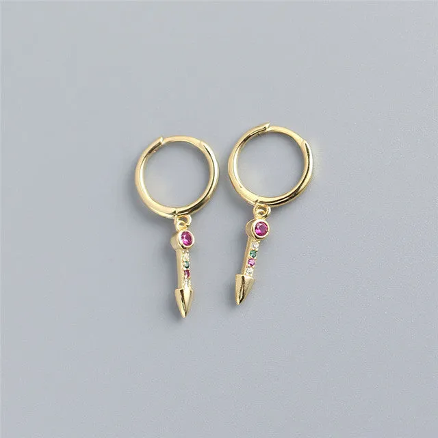 ANYCO Earrings Gold Plated Luxury Colorful Zircon Spike Ear Buckle For Women Girl Teen Chic Fashion Stylish Accessories Jewelry Gifts