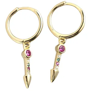 ANYCO Earrings Gold Plated Luxury Colorful Zircon Spike Ear Buckle For Women Girl Teen Chic Fashion Stylish Accessories Jewelry Gifts