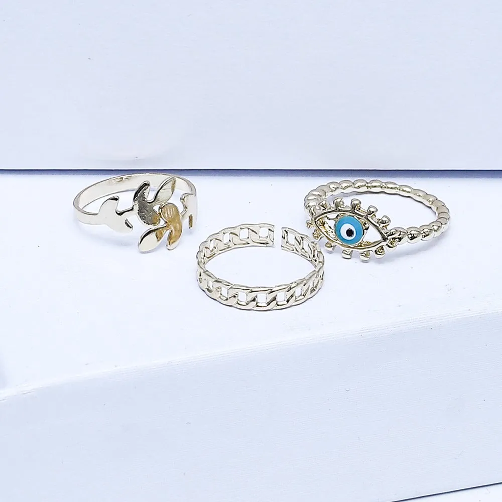 Aqua Eye Earing Set Of Rings 3 Pcs (50116)  - Fluffy
