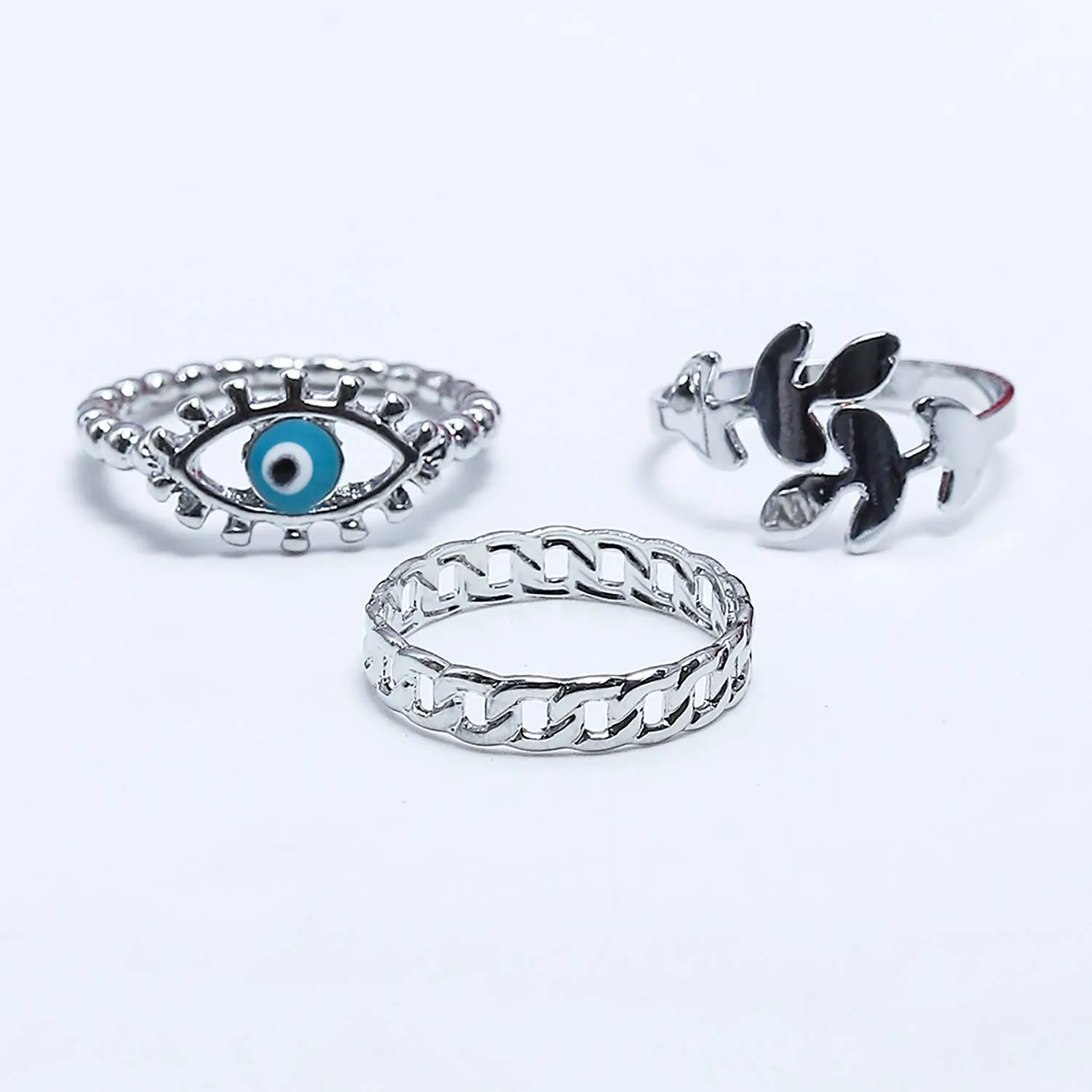 Aqua Eye Earing Set Of Rings 3 Pcs (50116)  - Fluffy