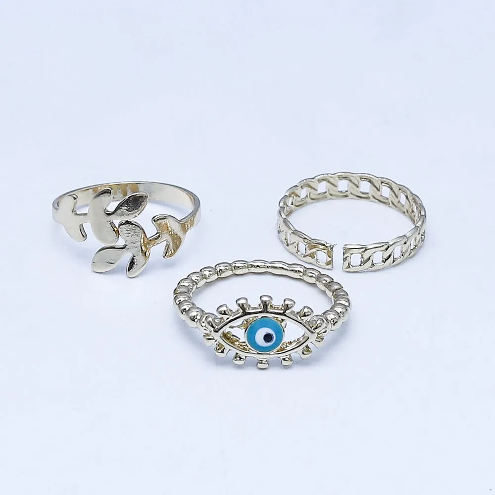 Aqua Eye Earing Set Of Rings 3 Pcs (50116)  - Fluffy