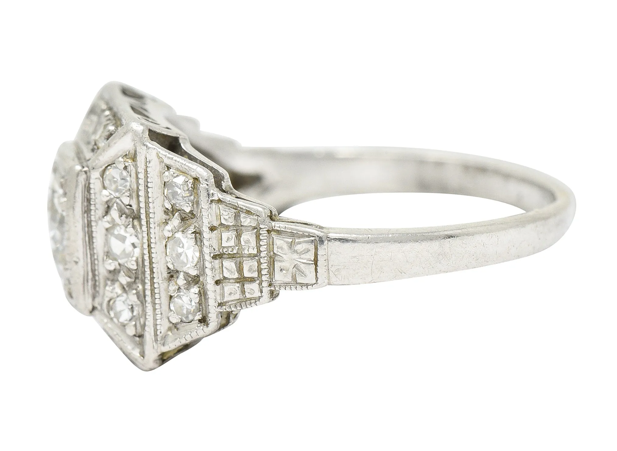 Art Deco 0.75 CTW Diamond Platinum Stepped Antique Engagement Ring