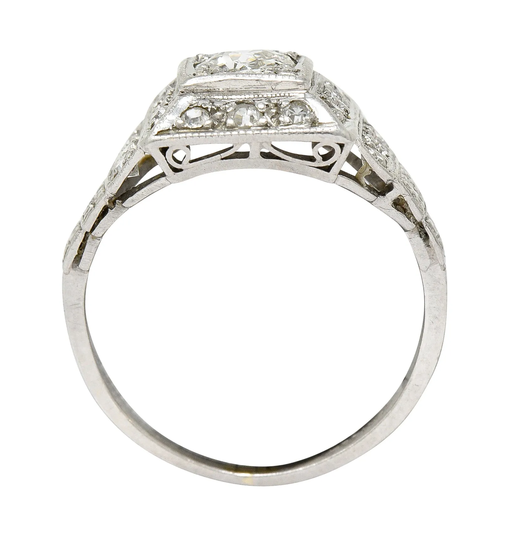 Art Deco 0.75 CTW Diamond Platinum Stepped Antique Engagement Ring