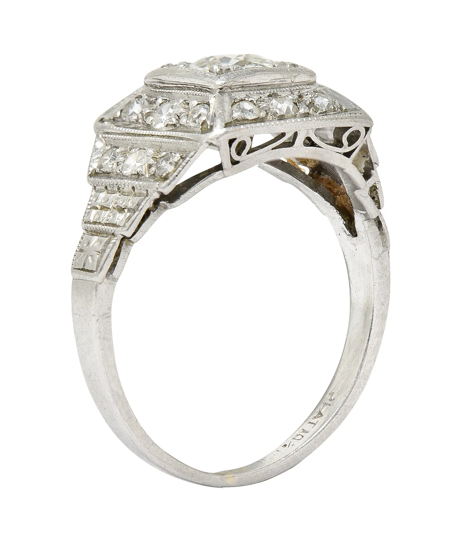 Art Deco 0.75 CTW Diamond Platinum Stepped Antique Engagement Ring