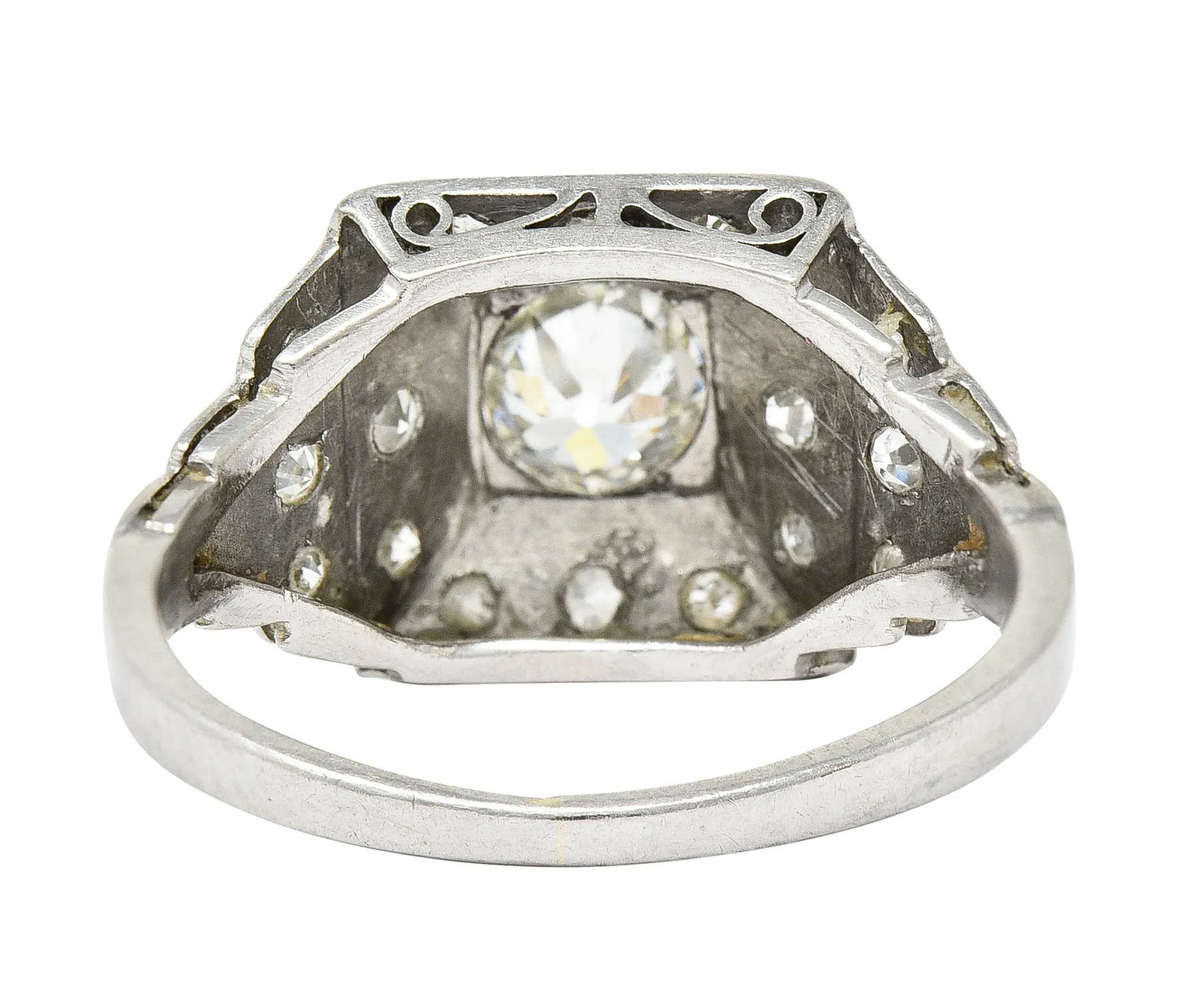 Art Deco 0.75 CTW Diamond Platinum Stepped Antique Engagement Ring