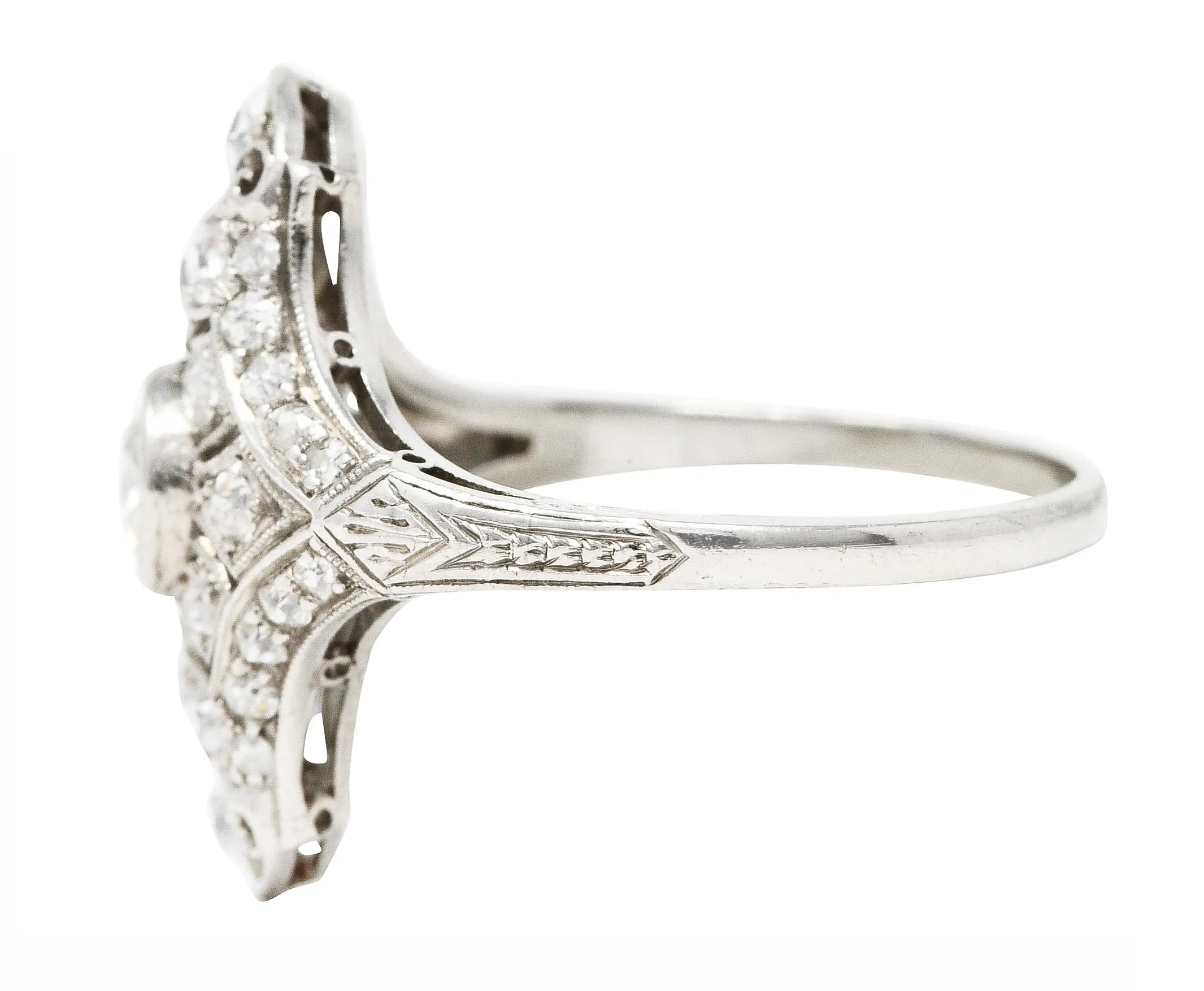 Art Deco 1.23 CTW Diamond Platinum Dinner Ring