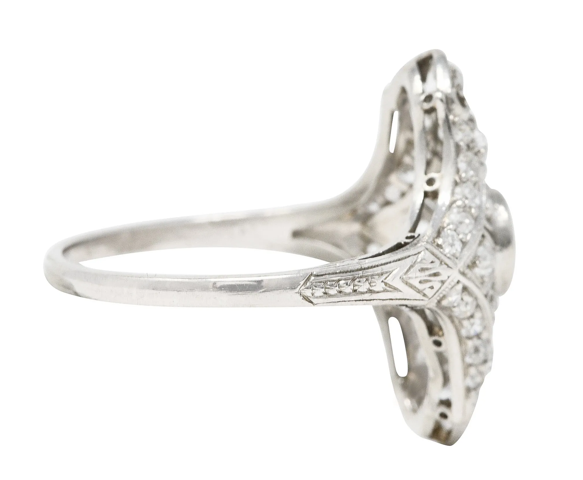 Art Deco 1.23 CTW Diamond Platinum Dinner Ring