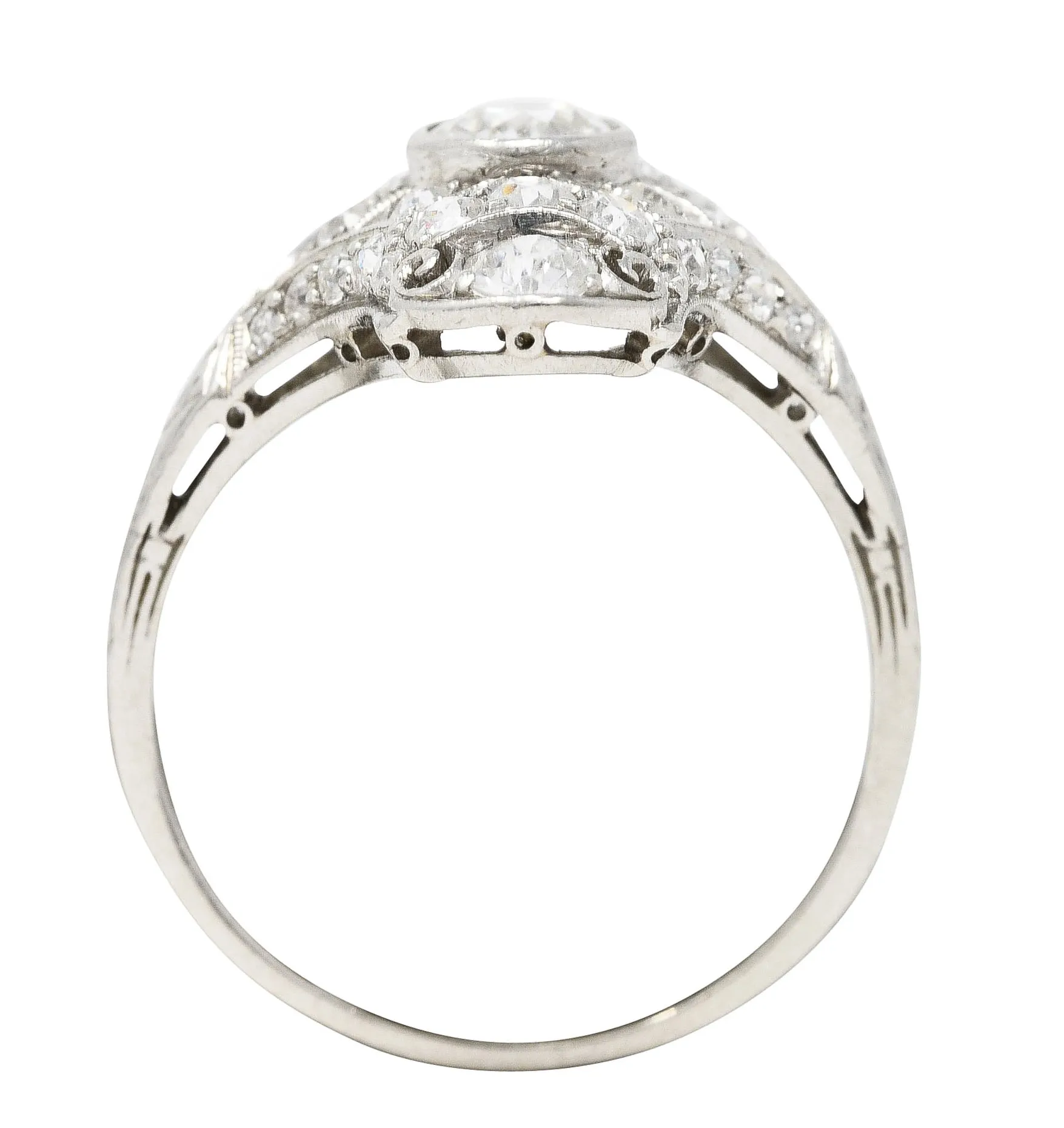 Art Deco 1.23 CTW Diamond Platinum Dinner Ring