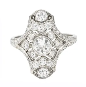 Art Deco 1.23 CTW Diamond Platinum Dinner Ring