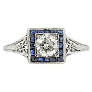 Art Deco Engagement Ring, TRB 0.55ct